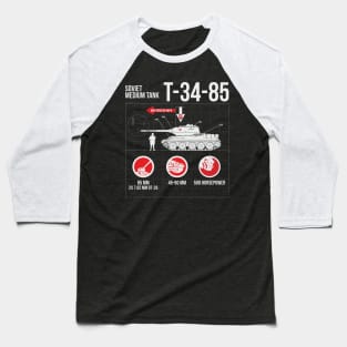 Infographic of the Soviet T-34-85 tank Baseball T-Shirt